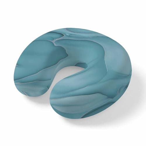 ZRNLTDGHK Neck Pillow Mint Green Marble Fluid Art Travel Pillow Memory Foam U Shaped Pillows, Modern Abstract Turquoise Travel Neck Pillows for Airplane Car Office Home Sleeping Rest