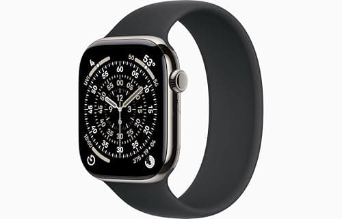 Apple Watch Series 11 [GPS + Cellular, 46mm] Natural Titanium Case with Black Solo Loop Band, Size 4 (Renewed)