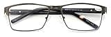 V.W.E. Men Premium Rectangle Metal with Plastic Temple Extra Large Reader - 152mm Wide Frame Reading Glasses (Gunmetal, 1.75)