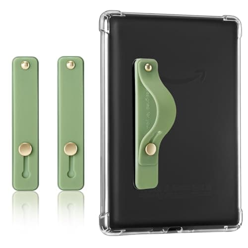 CoBak Hand Strap Holder for Kindle/Tablet - Lightweight TPU One-Handed Grip with Strong Stick, Stand for Phone, Adjustable Tightness for Kindle/Kobo/Voyaga/Lenovo/Sony E-Book Tablet,Sage Green（2-Pack）