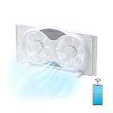 Comfort Zone 9-Inch Smart WiFi Twin Window Fan – 3-Speed Dual Blade Fan with App & Voice Control, Reversible Exhaust, Cooling & Circulate Modes, Expandable 23.5" to 37", Bug Screen