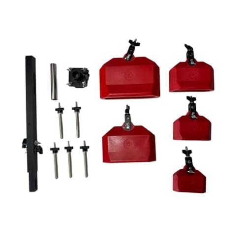 MotiveTech 5 Bell Cowbell Stand Polished Surface Percussion Cowbell Rack Loud Noise Maker Music Instrument for Drummers, Red, Cowbell Set 4 5 6 7 8 With 5-Group Cowbell Combination Stand