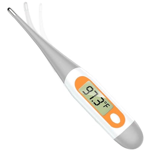 Basal Thermometer for Adults with 10 Seconds Fast Reading, Digital Thermometer (Gray+Orange)