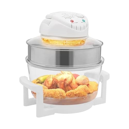 Glass Air Fryer, 17l/17.96qt Convection Roaster with Expansion Ring, Portable 360° Viewable Glass Air Fryer for Grilling, Roasting, Baking, Pan-Frying