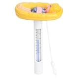 Floating Pool Thermometer with Dual ℉ and ℃ Display, Cartoon Style Design and Tether, Compact for Swimming Pools and Hot Tubs