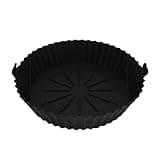 Reusable Air Fryers Pan Liner Accessories Silicone Airfryer Oven Baking Tray Pizza Fried Chicken Basket(L-Black)