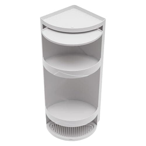 Deturprostore 3 Tier Bathroom Storage Cabinet, Rotating Storage Organizer Rack, Cosmetic Storage Corner Shelf Stand Gray White for Toilet, Bathroom, Bedroom, Kitchen