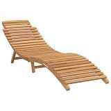POUFGDR Brown Solid Teak Wood Sun Lounger 77.95 x 21.65 x 23.03 in Foldable Outdoor Lounger for Garden Deck Patio