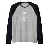 Rio Dell California Palm Tree Beach Design Raglan Baseball Tee