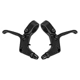Drhomeam 2Pcs 2 Fingers Bicycle Brake Levers for Mechanical and Linear-Pull Brakes, Aluminum Alloy Adjustable Small Hand V Brake Levers, Colored Children Bicycle Accessories (Black)