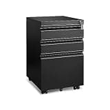 Approgreent 3 Drawer File Cabinet for Home Office, Under Desk Mobile Filing Cabinet with Lock for A4-Size/Letter-Size/Legal-Size, Black (HSEJ-3D)