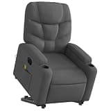 HGLADYU Electric Stand Up Massage Recliner Chair for Elderly with Power Lift, Dark Gray Fabric, Cup Holders and Side Pocket
