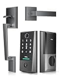 TCL D2 Plus Fingerprint Smart Lock with Handle Set, Built-in Doorbell & Wi-Fi, No Hub Needed, Keyless Entry Electronic Deadbolt for Front Door & TCL Front Door Handle Set
