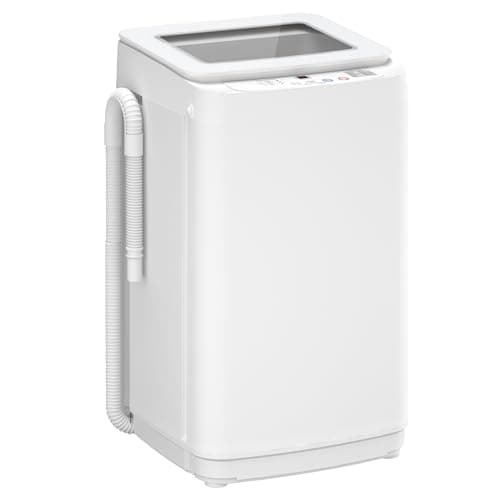 Auertech 14 lbs Portable Washing Machine, Fully Automatic Portable Washer with Glass Lid, 10 Wash Cycles, Compact Capacity Washer and Spin Dryer Combo with Drain Pump for Apartment, Dorm, RV