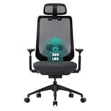 COLAMY Ergonomic Mesh Office Chair,High Back Computer Executive Desk Chair,Lumbar Support with Adjustable Headrest and 4D Arms, Slide Seat, Tilt Lock-Black