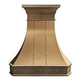 Brass Range Hood Wall Mount 60'' W, 42'' H, 21'' D, CT Copper Tailor Custom Handmade Metal Kitchen Vent Hood, With 4-Speed Exhaust Fan & LED Light,BSRH-3C2TR