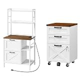 HOOBRO 3 Drawer File Cabinet and File Cabinet Bundle, Under Desk Rolling Office Cabinet, 2 Drawer Office Storage Cabinet fits Letter/A4 Size, WH67WJ01-WH74UWJ01