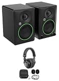 Audiosavings Bundle: Pair of Mackie CR3.5 3.5" Powered Studio Monitor Speakers with Tone Control Bundle with Rockville PRO-M50 Studio Headphones (2 Items)