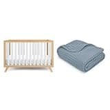 Comfy Cubs Baby Crib and Muslin Baby Blanket Bundled