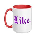 Purple and Golds Like-golds & Purple Color Graphic Ceramic Mug, Red/White, 15oz