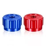 Drhomeam Round Wheel Handle, Aluminum Alloy Refrigerant Manifold Gauges Knob, Square Broach Handwheel Replacement, Red Blue Round Wheel Valve, HVAC Manifold Knob, AC System Service Tool