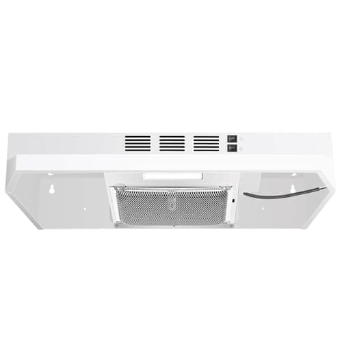 SNDOAS 24 inch Range Hood,230 CFM Under Cabinet Range Hood White,Hard Wired Ductless Range Hood Convertible Ducted,White Spray Painting Stainless Kitchen Hood with 2-Speed Fan,Rocker Switch