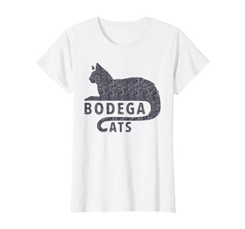 Bodega Cats Funny Black Cat Lover T-Shirt, Women, White, X-Small