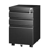 Tivostaral Fully Assembled 3 Drawer Mobile File Cabinet with Lock, Under Desk Metal Filing Cabinet for Home Office, Rolling Storage for Letter/Legal/A4 Size