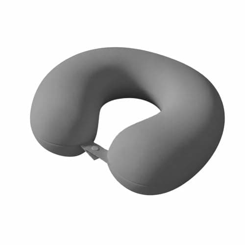 Beckworld Lightweight Dark Grey Travel Neck Pillow, U-Shaped Memory Foam Pillow with Snap Closure, Portable Neck Support for Airplane, Car, Office