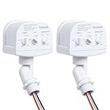 TREEWELL 2 Pack 240-Degree Replacement Motion Sensor, Adjustable LUX(5-300) & Time & Detection Sensitivity Up to 60 Feet Range, 3 Working Modes Outdoor Motion Detector for Security Floodlight, White