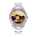 NTVOWPZO Three-Hand Analog Stainless Steel Watches for Men Easy Reader