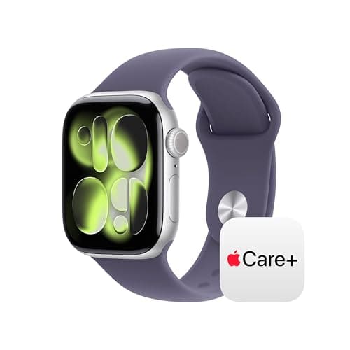 Apple Watch Series 11 [GPS 42mm] Smartwatch with Silver Aluminium Case with Purple Fog Sport Band - S/M. Sleep Score, Fitness Tracker, Health Monitoring with AppleCare+ (2 Years)
