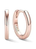 ChicSilver 14K Rose Gold Plated Hoops Earrings for Women Silver Huggie Hoop Earring Small Hoop Earrings for Women Hypoallergenic Rose Gold Plated Jewelry 10MM