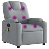 HGLADYU Manual Reclining Chair with 135 Degree Tilt, 6 Vibration Massage Points Recliner, Fabric Armchair with Cup Holders and Side Pocket, Light Gray
