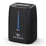 Chooone 6L Top Fill Ultrasonic Humidifier - Cool and Warm Mist for Bedroom, Baby, Large Rooms & Plants, Smart Humidity Control, Aroma Diffuser, Night Light, 12H Timer, Quiet, Black