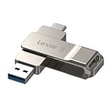 Lexar D40E 64GB Dual USB 3.2 Gen 1 Type-C Jump Drive, USB-C Flash Metal Housing Swivel Design Thumb Drive(Champagne Silver)