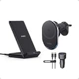 Anker PowerWave Qi-Certified 10W Wireless Charging Stand & Prime Qi2 25W MagSafe Wireless Car Charger with AirCool TEC Cooling Bundle, Fast Charging for iPhone, AirPods & Apple ...