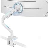 ARES WING Gas Spring Monitor Arm with RGB, Ultrawide Monitor Mount for 17-49'' Heavy Duty Screen up to 44lbs, Adjustable Gaming Computer Single Monitor Arm for Desk, White