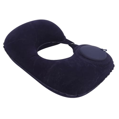 Acouto U Shape Inflatable Travel Pillow, Soft Cervical Rest U Shape Pillow, Travel, Inflatable Neck, Rest Cushion, Soft Neck Support, Cervical, Office Trave (E(Navy Blue))