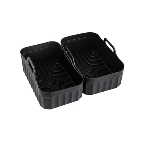Silicone For Air Fryer 20-23cm，Compatible For Cosori，4.7L-6.4L，Compatible For Cecotec，5L-6L Reusable Square Air Fryer Accessory For Oil-Free(2rectangular baskets)