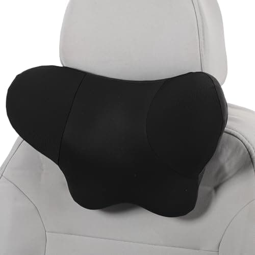 HEROFFIX Car Headrest Pillow Ergonomic Comfortable Neck Support Pillow Car Seat Headrest Polyester, Memory Foam Adjustable Width Black 1 Pcs for Driving Travel