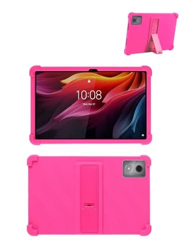 Case for Lenovo Tab K11 Plus TB352FU Tablet 11.45 Inch, FJIASTB Soft Silicone Kids Friendly Protective Cover with Adjustable Stand, Drop-Proof (Rose Red)