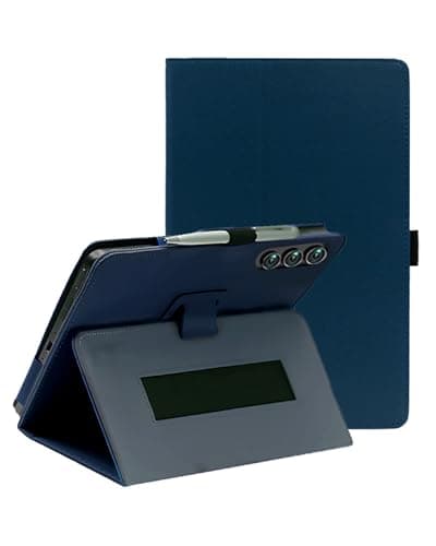 for Azeyou F27 Mini Tablet 8.7 inch Case, FJIASTB PU Leather Folding Cover with Pen Holder and Wrist Strap, Business Travel Portable (Dark Blue)