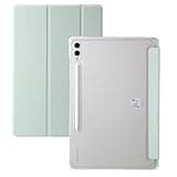 Generic case Compatible with Samsung Tab S10 Plus 12.4 SM-X820 (Color: Light Green) Leather Clear Silicon Hard Flip Back Case Cover