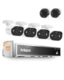 Anlapus 8CH 5MP PoE Security Camera System with 500GB HDD for 24/7 Recording, 4 × 3MP PoE IP Cameras and 2 x 2K Magnetic Window Camera, Person/Vehicle Detection, Color Night Vision, Spotlight