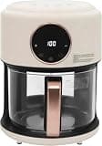 1200W Glass Air Fryer,with 6 Presets,360 Degrees Visible Cooking Basket/Adjustable Temperature,for Home Cooking (black)