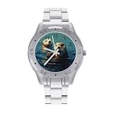 NTVOWPZO Three-Hand Analog Stainless Steel Watches for Men Easy Reader