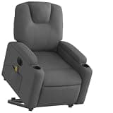 HGLADYU Electric Stand Up Massage Recliner Chair with 6 Massage Points, Dark Gray Fabric Power Lift Recliner for Elderly with Cup Holders and Side Pocket