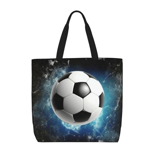 FHEDVBN Soccer Sport Tote Bags for Women Canvas Tote Purse Large Shoulder Bag Aesthetic Shopping Bags Reusable Grocery Bag Hobo Bags Casual Handbags, Top Zipper Closure
