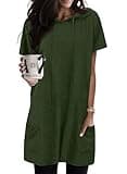 KISSMODA 2026 Lightweight Hoodies for Women Short Sleeve Tunic Tops Summer Thin Hoodies for Leggings Long Tunics Dress with Pockets Green XXL